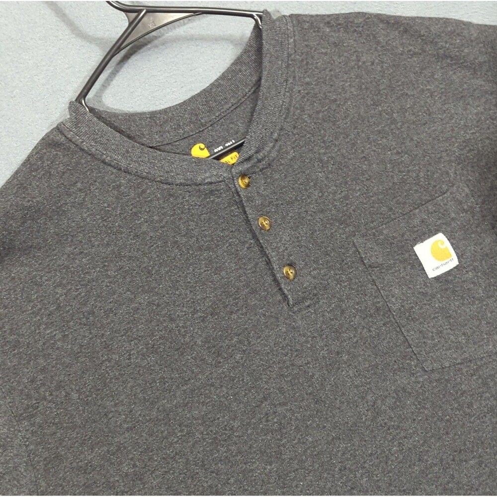 Carhartt Shirt Men's 2XL Tall Gray Henley Short Sleeve Henley Tee
